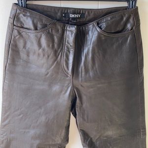 DKNY LEATHER BROWN PANTS SIZE 8